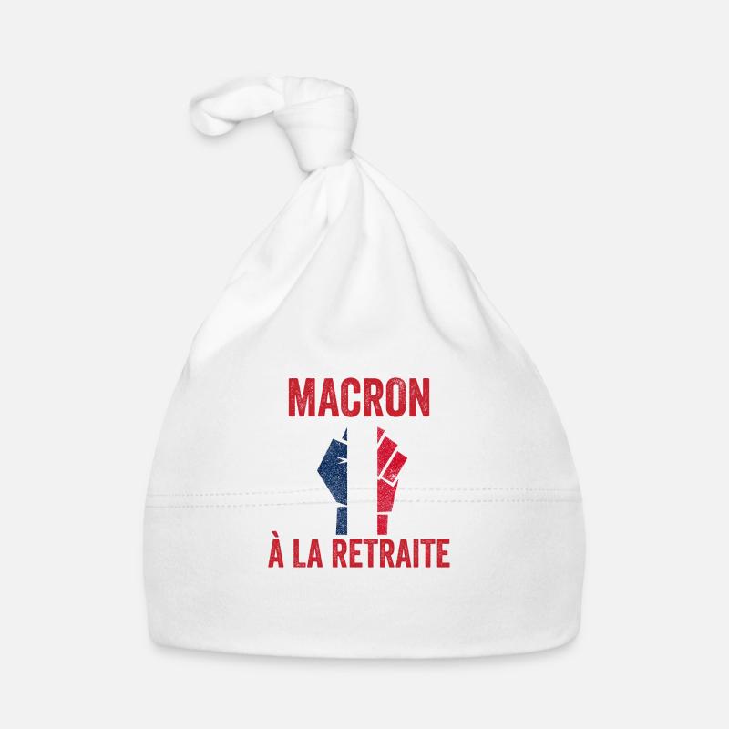 macron à la retraire Grève 2023 - Bonnet bio Bébé - blanc