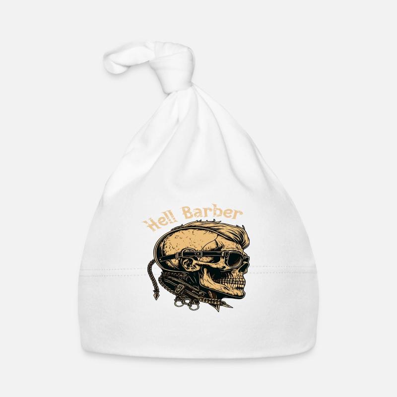 Hell Barber Skull Totenkopf - Bonnet bio Bébé - blanc