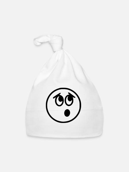 Le croquis emoji surprend le noir - Bonnet bio Bébé - blanc - Devant