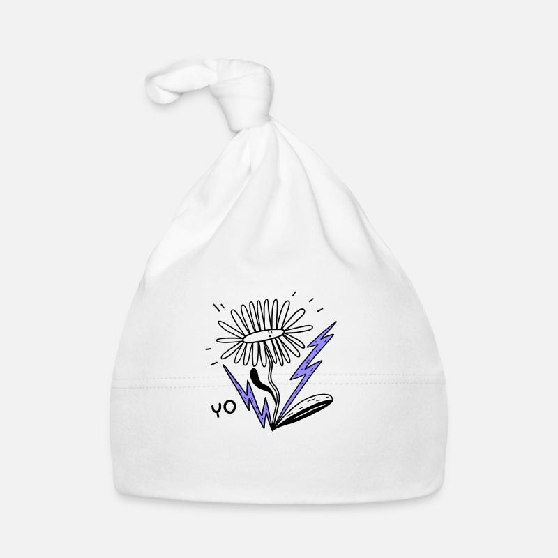 Fleur électrique - Bonnet bio Bébé - blanc