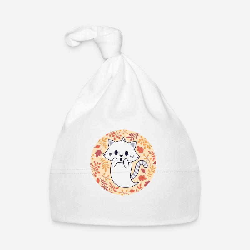 Cat spirit with autumn pattern Organic Baby Cap