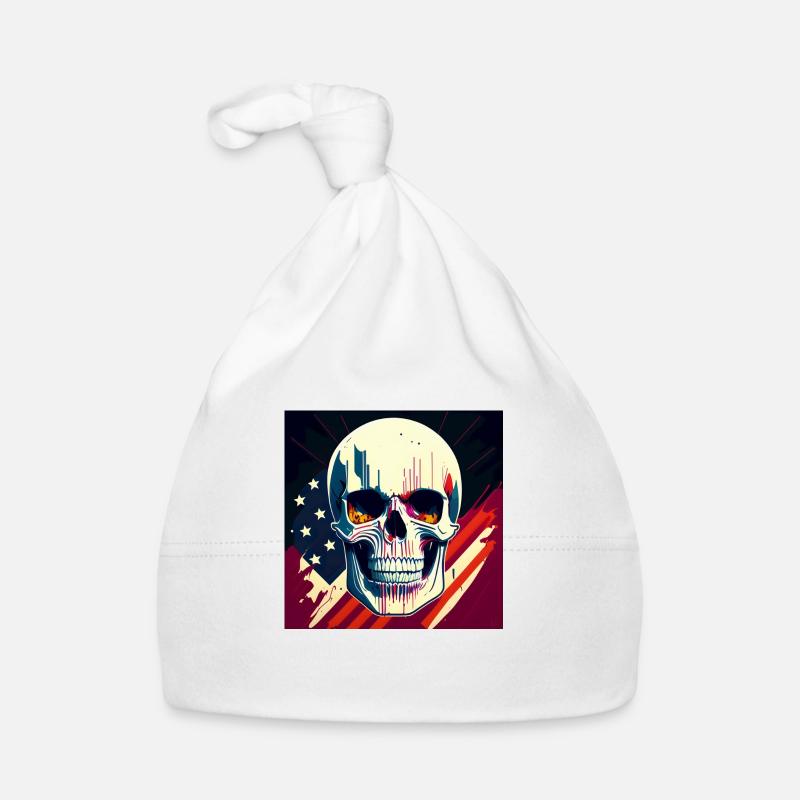 Realistic Skull 3D American Flag Organic Baby Cap