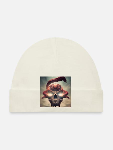 Dark Art - Flying Skull - Organic Baby Cap - white - Front