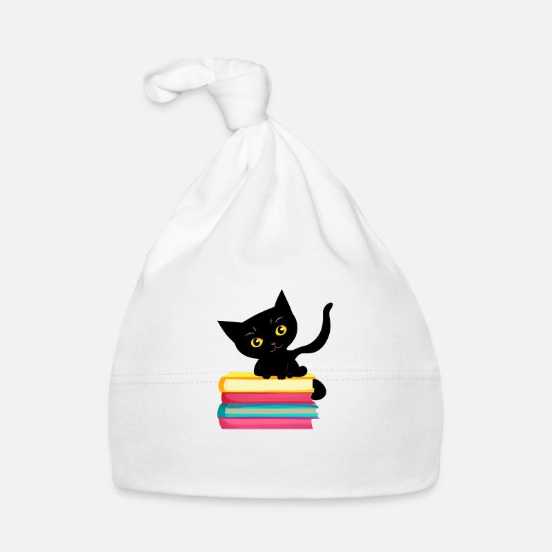 Cat Reading Cat Book Domestic Cat Kitten Books Organic Baby Cap