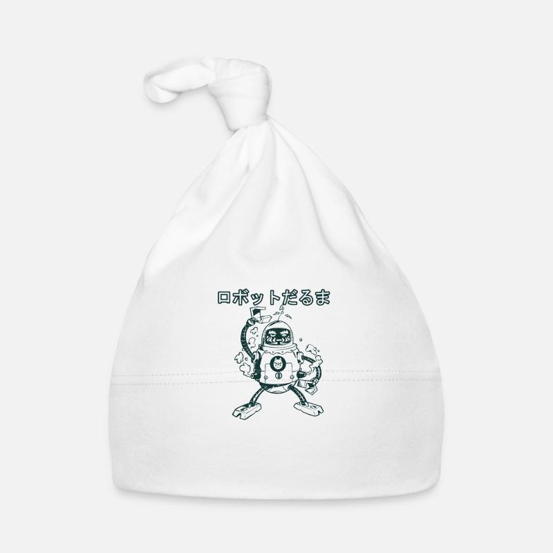 Daruma Robot (black and white) Organic Baby Cap
