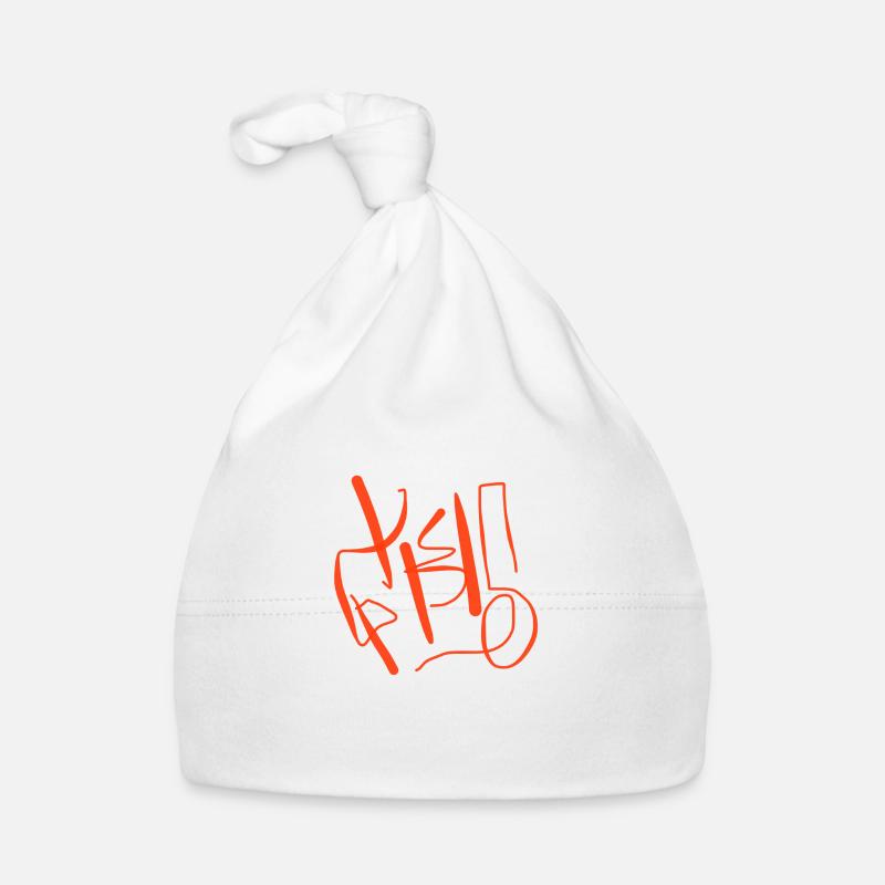Abstract calligraphy in orange Organic Baby Cap