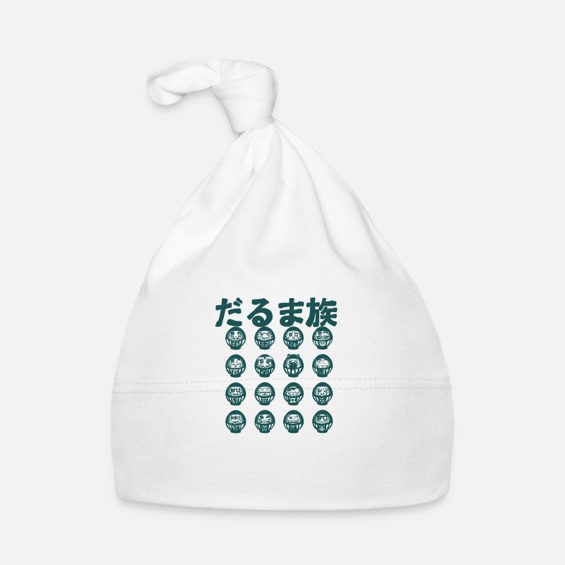The Darumas Tribe (monochrome version) - Organic Baby Cap - white