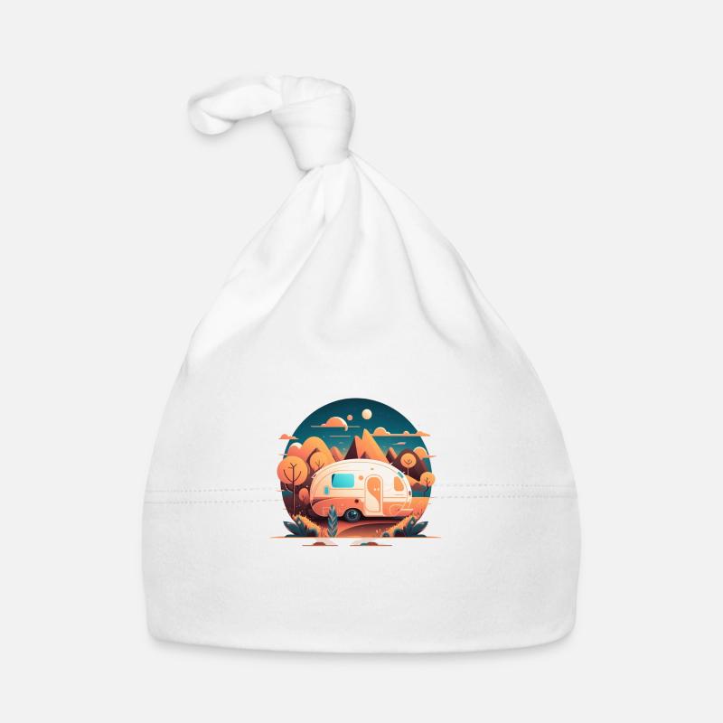 Camping with a caravan in nature Organic Baby Cap