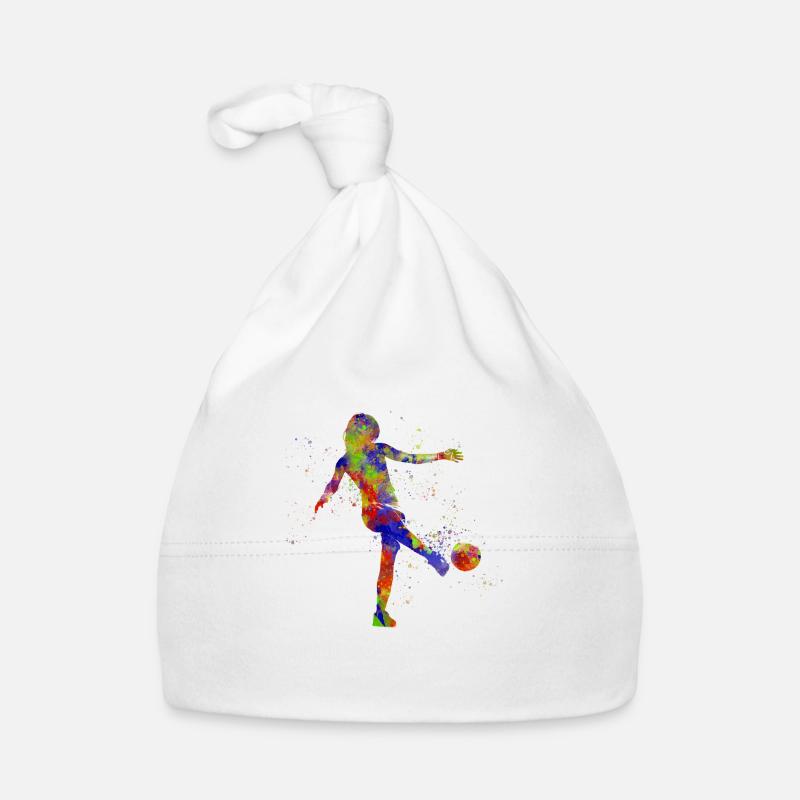 Joueuse de soccer féminin - Bonnet bio Bébé - blanc