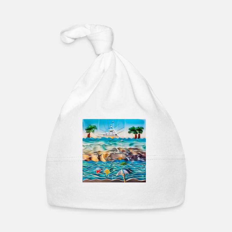 sunny day at sea side Organic Baby Cap