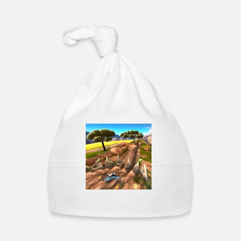biking through sunny mountains Organic Baby Cap