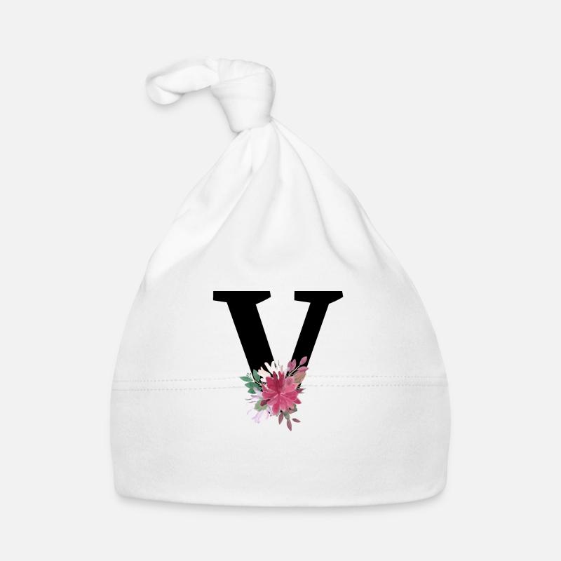 Buchstabe v blumig Baby Bio-Mütze