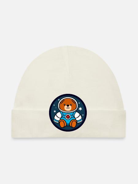 Nounours astronaute - Bonnet bio Bébé - blanc - Devant