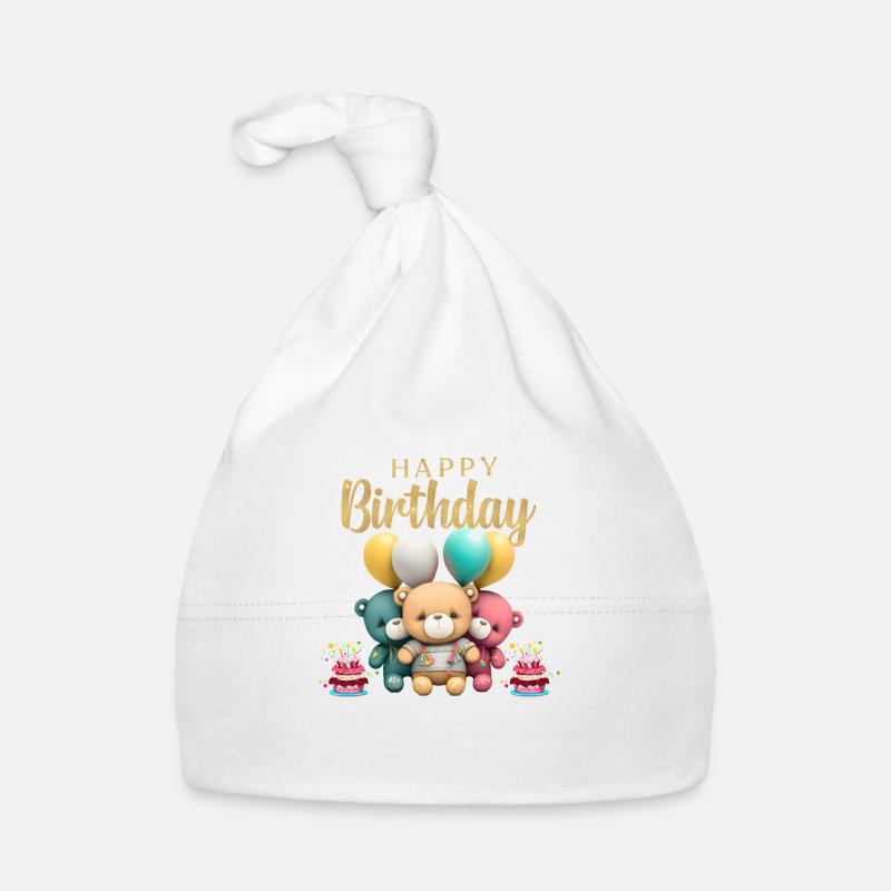 Joyeux anniversaire pour les enfants - Bonnet bio Bébé - blanc