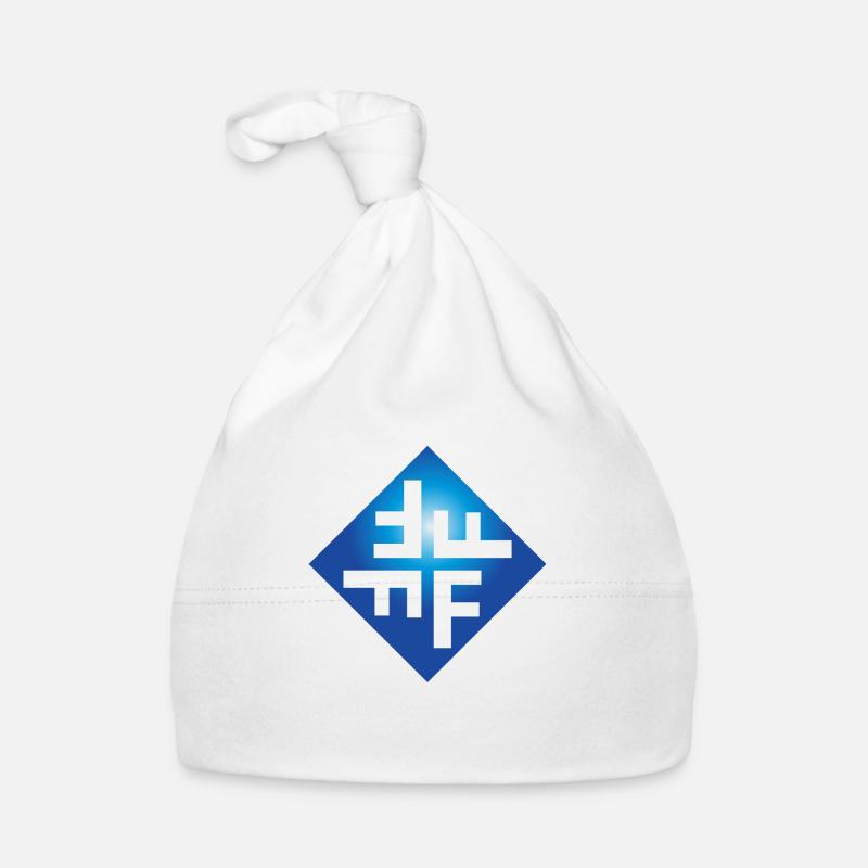 Carreau découpé de couleur bleue - Bonnet bio Bébé - blanc