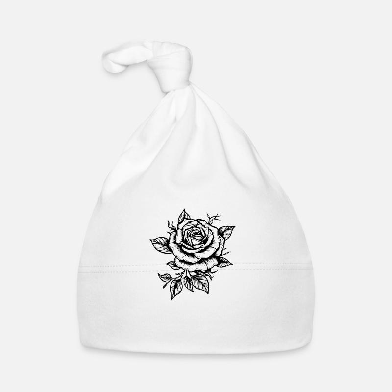 Summer Rose - Valentine's Day Rose - Organic Baby Cap - white