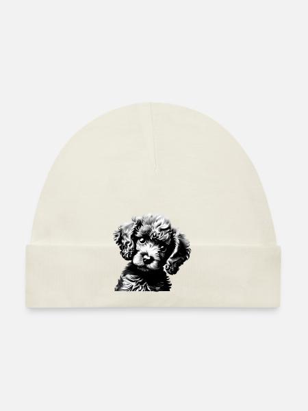 Pudel Hundewelpe Hundeliebe Pudelwelpe Hundehalter - Baby Bio-Mütze - Weiß - Vorne
