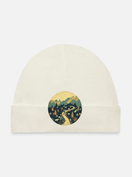 Bike ride up a mountain with goats - Organic Baby Cap - white - Front