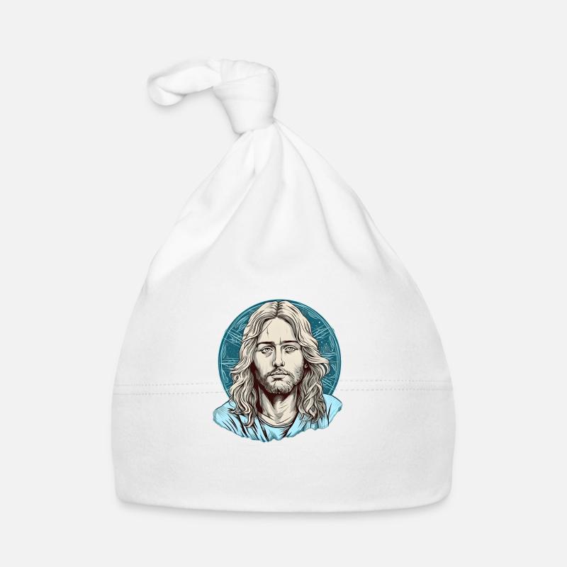 Jésus-Christ #06 - Bonnet bio Bébé - blanc