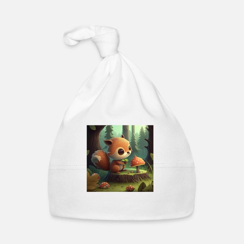 Cute squirrel eats in nature Organic Baby Cap