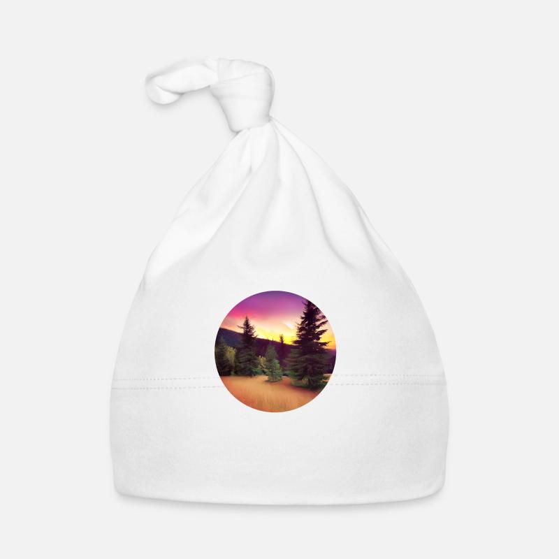 Trees in plain and mountain - Organic Baby Cap - white