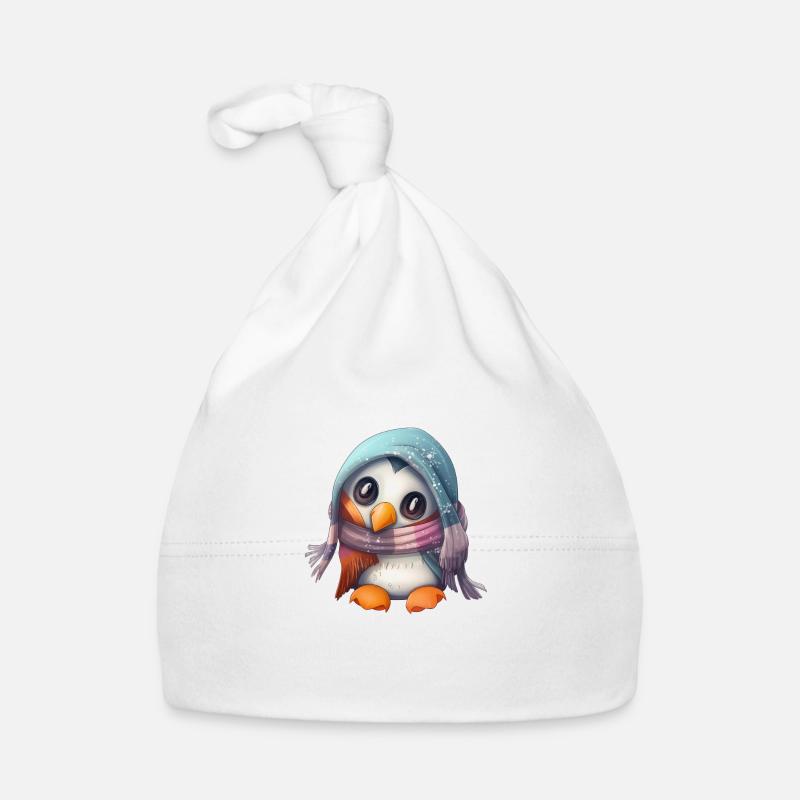 Freezing penguin with scarf Organic Baby Cap