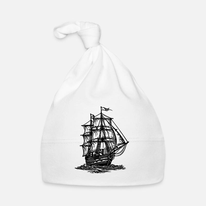 Old sailing ship with two masts under sail Organic Baby Cap