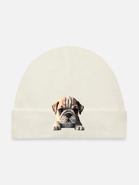 Chiens Chien bouledogue Français Chien Propriétaire - Bonnet bio Bébé - blanc - Devant