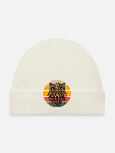 Wolf Sunset Head - Organic Baby Cap - white - Front
