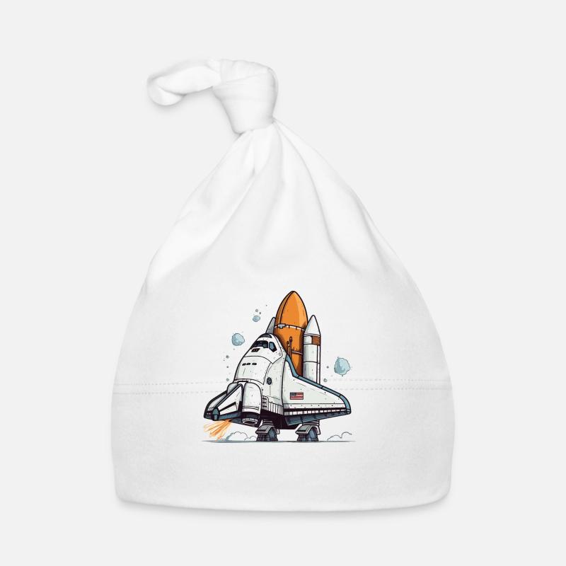 Playful Cartoon Space Shuttle Organic Baby Cap