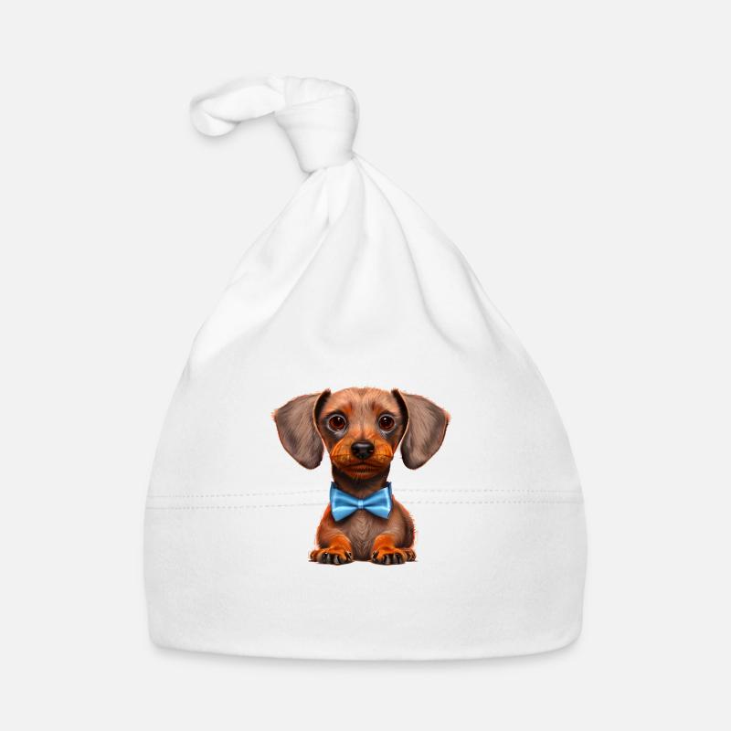 Dachshund mit Fliege Hund Hunde Dackelwelpe Baby Bio-Mütze