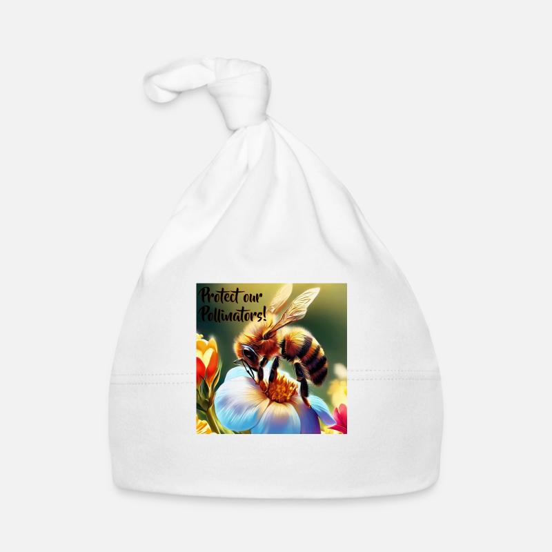 Abeille sur fleur. Protégez nos abeilles de manière durable ! Bonnet bio Bébé