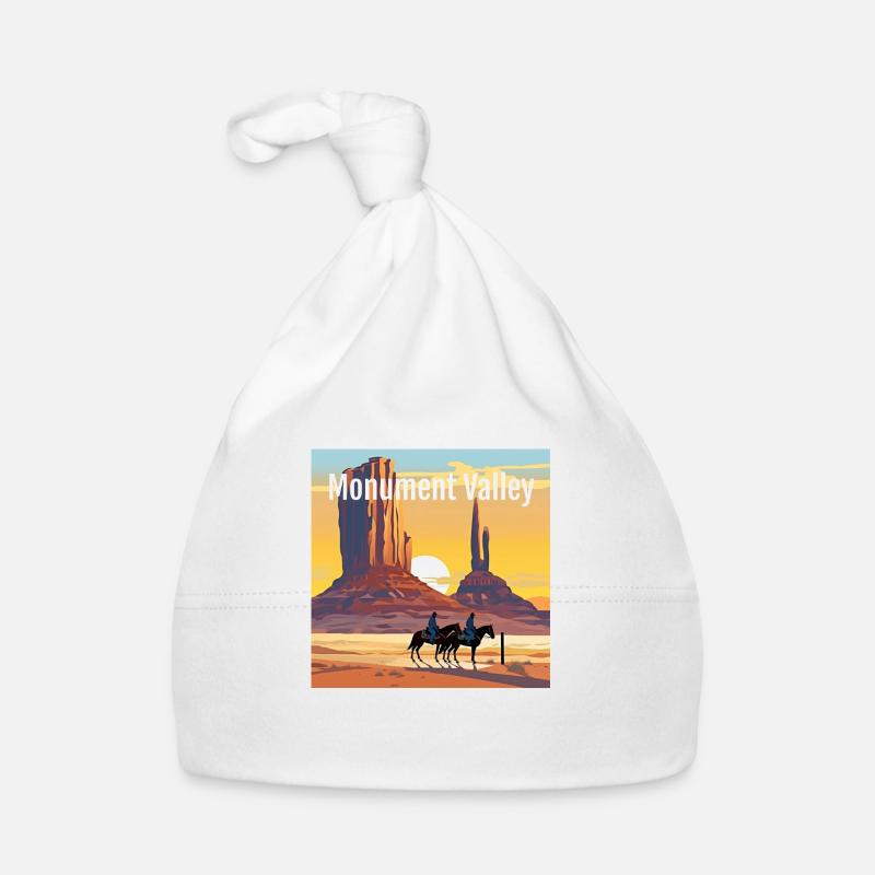 Monument Valley - Coucher de soleil - Bonnet bio Bébé - blanc