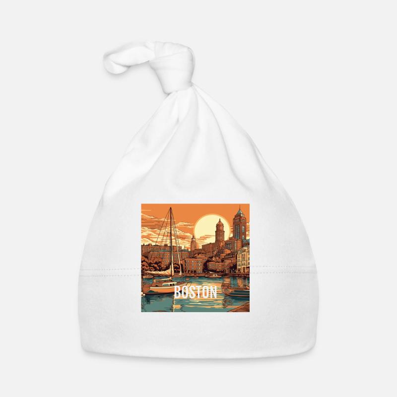 Boston au coucher du soleil Bonnet bio Bébé
