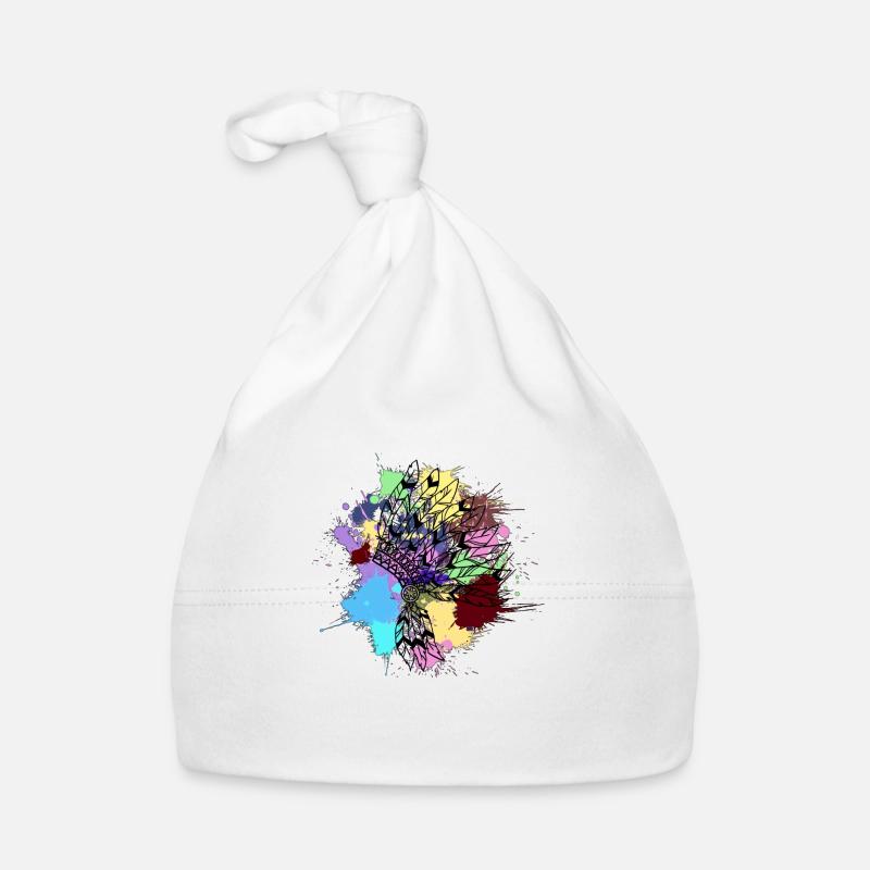 black Indian headdress bright colors Organic Baby Cap