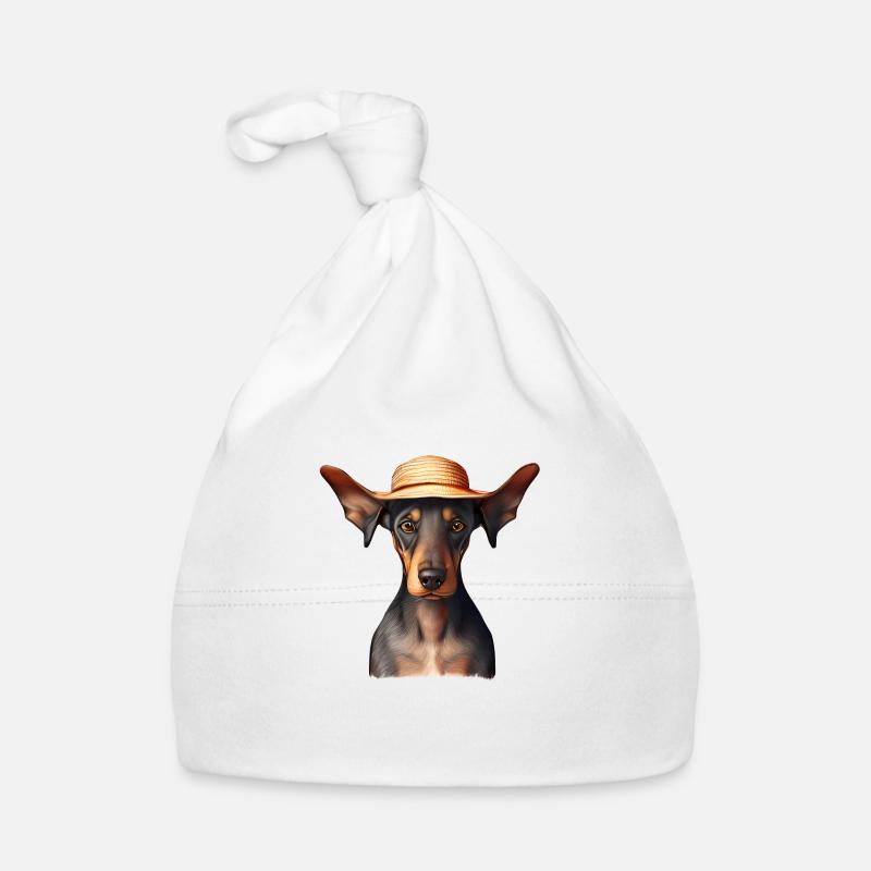 Dobermann Dobermanntrainer Hund Dobermannwelpe Baby Bio-Mütze