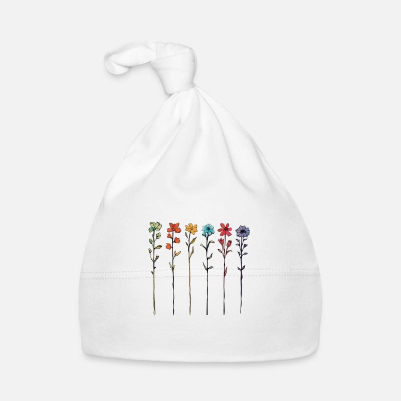 Serene lineare Blumenkunst Baby Bio-Mütze