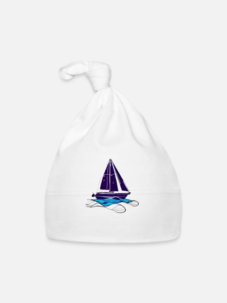 Segelsport Segelschiff Segler Segeln Segelboot - Baby Bio-Mütze - Weiß - Vorne