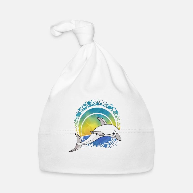 Dolphin - Organic Baby Cap - white