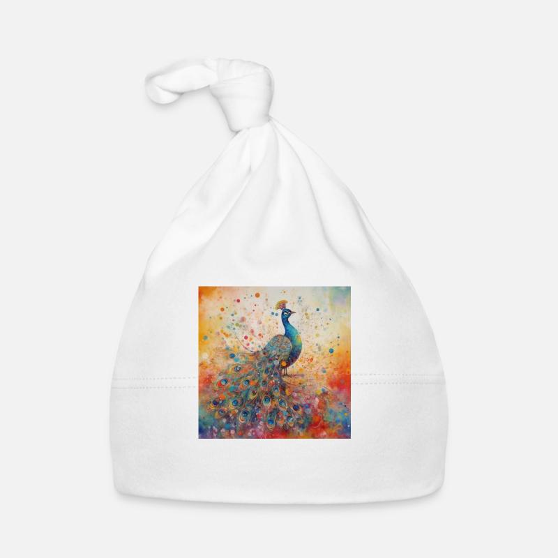 Modern & Colourful Peacock Wall Art by Bodhi Organic Baby Cap