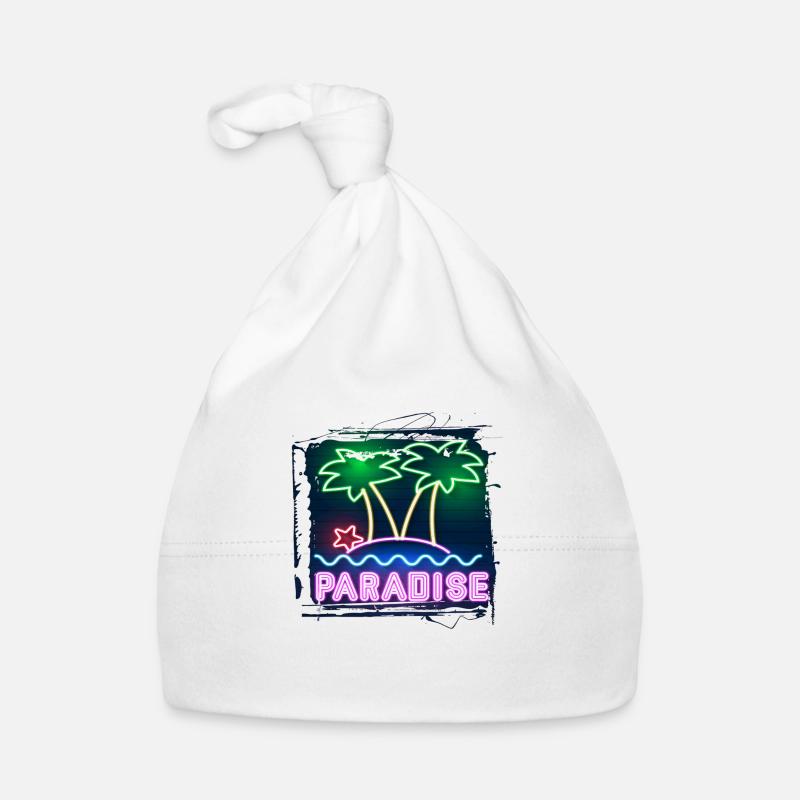 summer beach beach retro sea neon light eng Organic Baby Cap