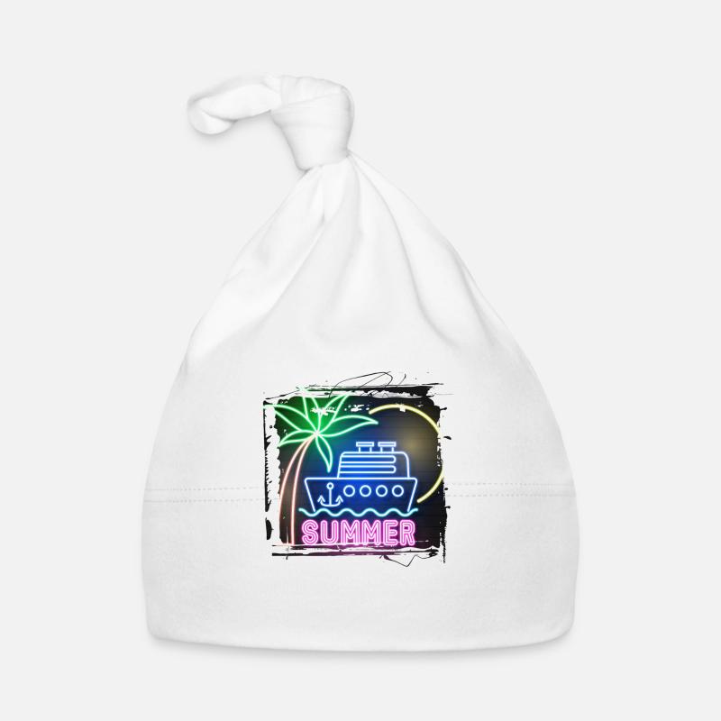 summer beach beach retro sea neon light eng Organic Baby Cap