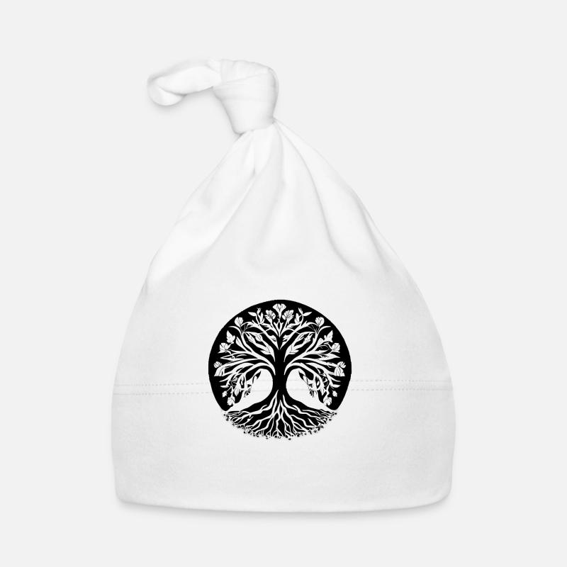 Méditation Arbre de Vie Yoga Arbre de Vie - Bonnet bio Bébé - blanc