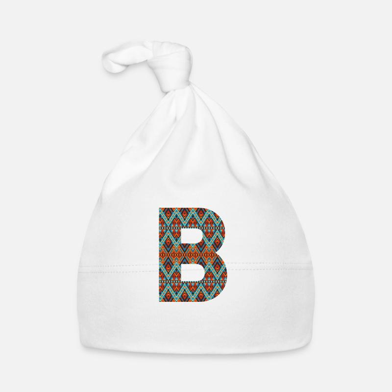 Lettre B- design boho, monogramme coloré Bonnet bio Bébé