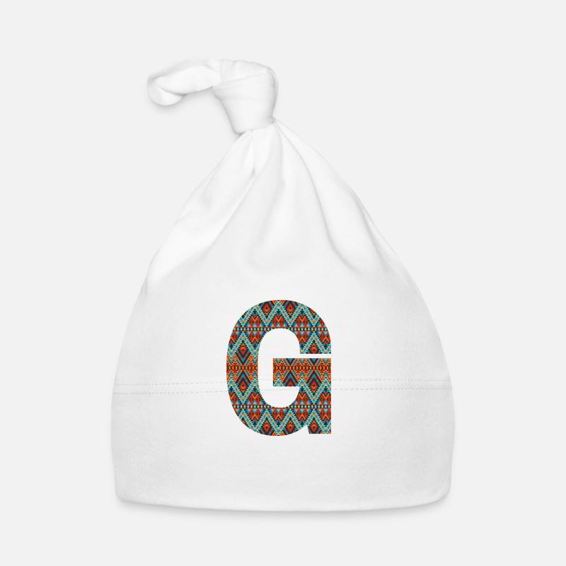 Letter G- boho design, Colorful monogram Organic Baby Cap