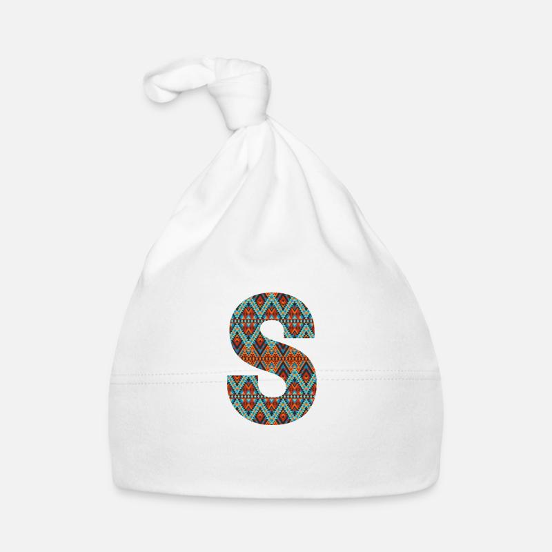 Buchstabe S- Boho-Design, Buntes Monogramm Baby Bio-Mütze