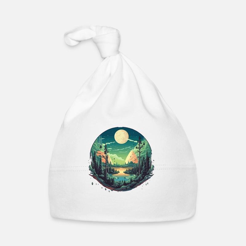 Surreal forest scenery at night Organic Baby Cap