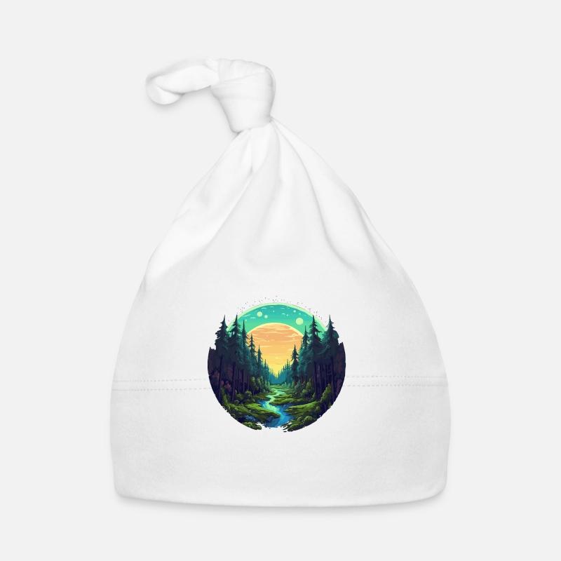 Surreal forest scenery at night Organic Baby Cap