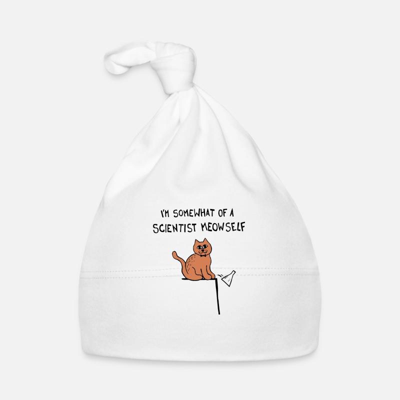 Je suis un peu un scientifique miaulement / moi-même chat - Bonnet bio Bébé - blanc