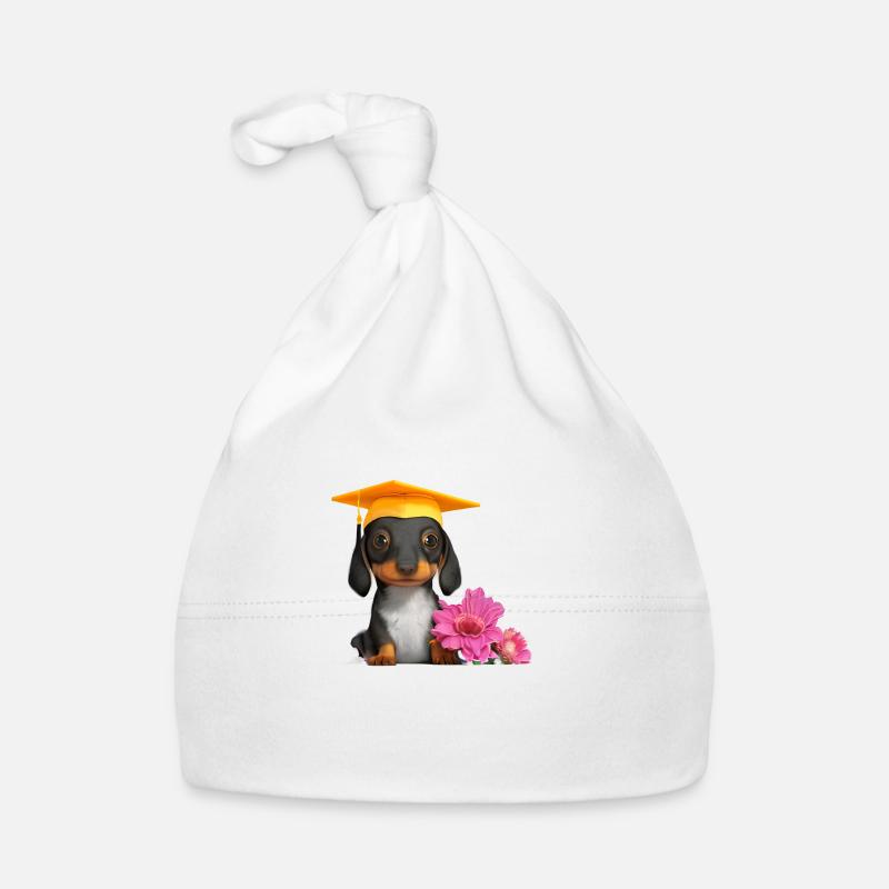 Bachelor Dachshund School Leaving Certificate Dogs Studies Organic Baby Cap
